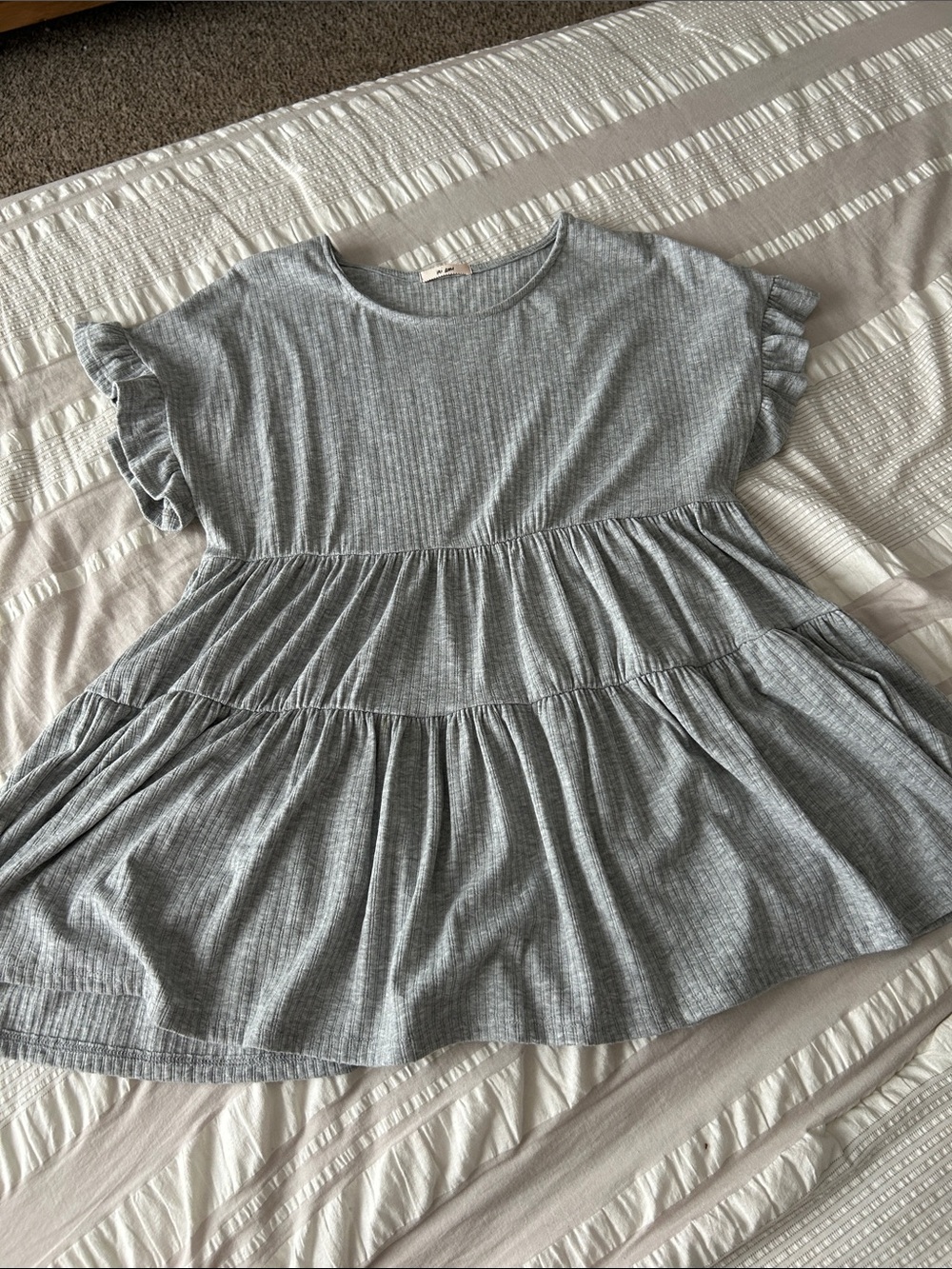 Altar'd State Girls' Heather Gray Tiered Ruffle Dress